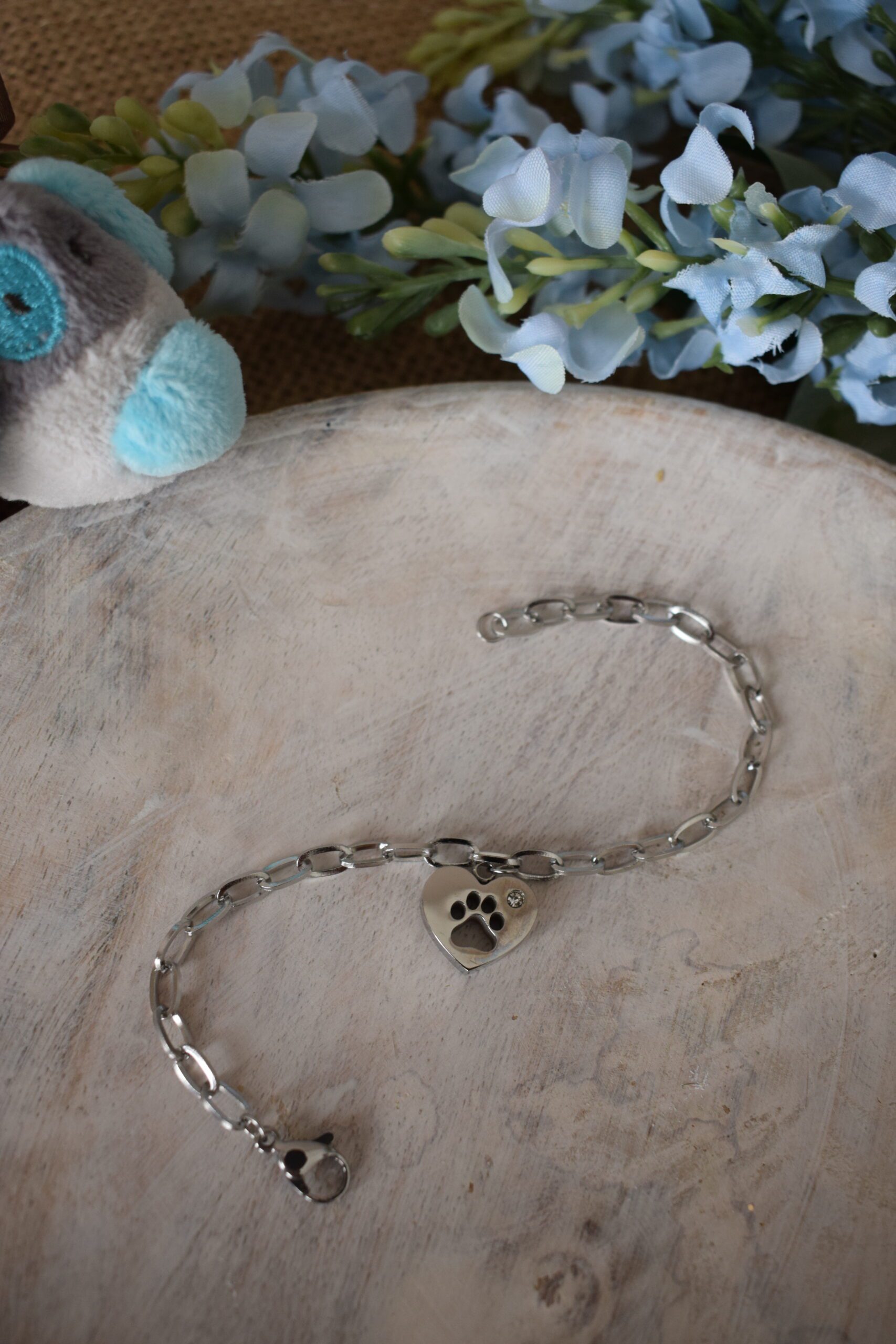 Armband stainless steel hartje met pootje ~ PO 003 - Afbeelding 3