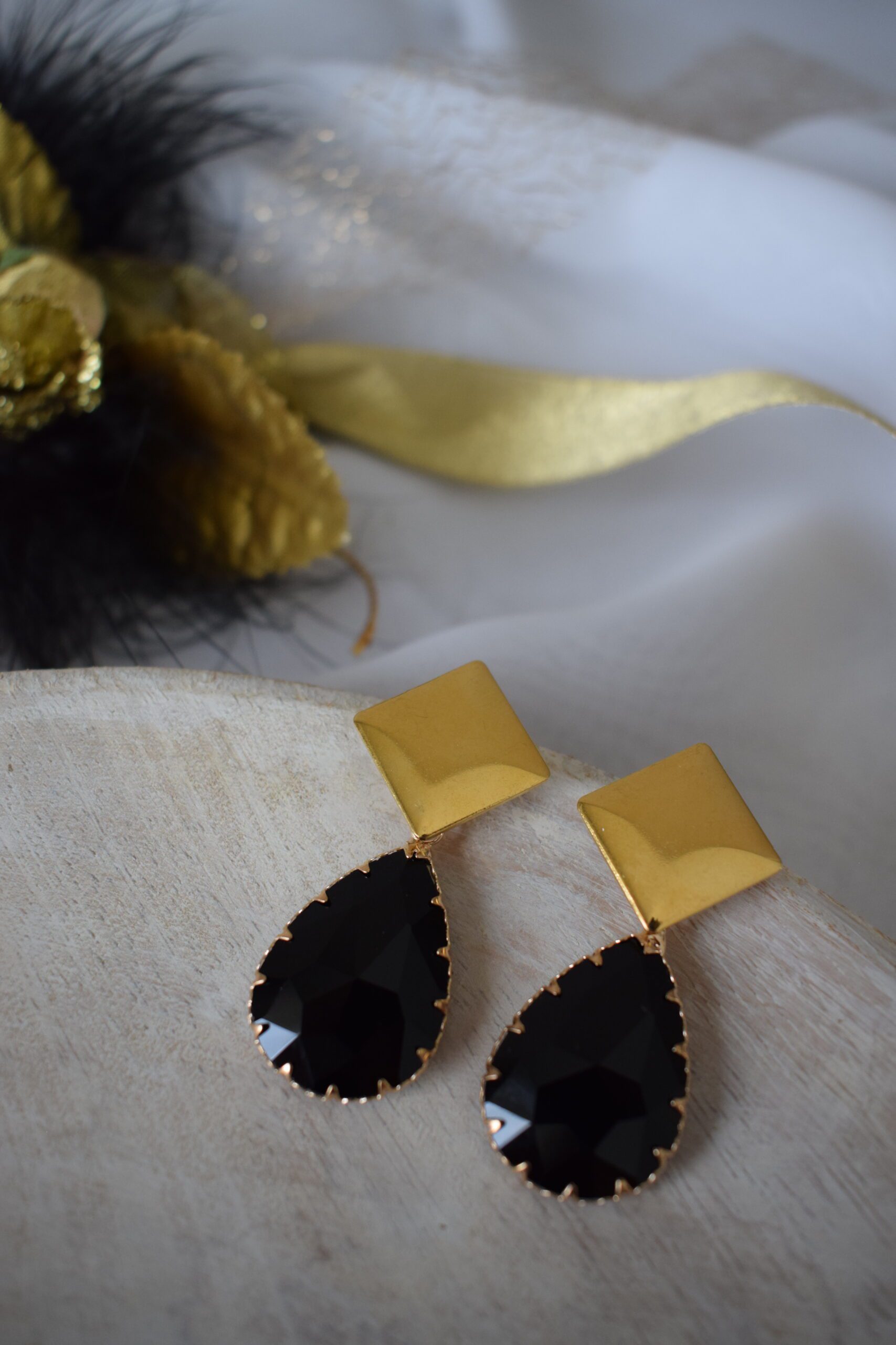 Statement Earrings Zwart Crystal Glass ~ FO 018 - Afbeelding 6