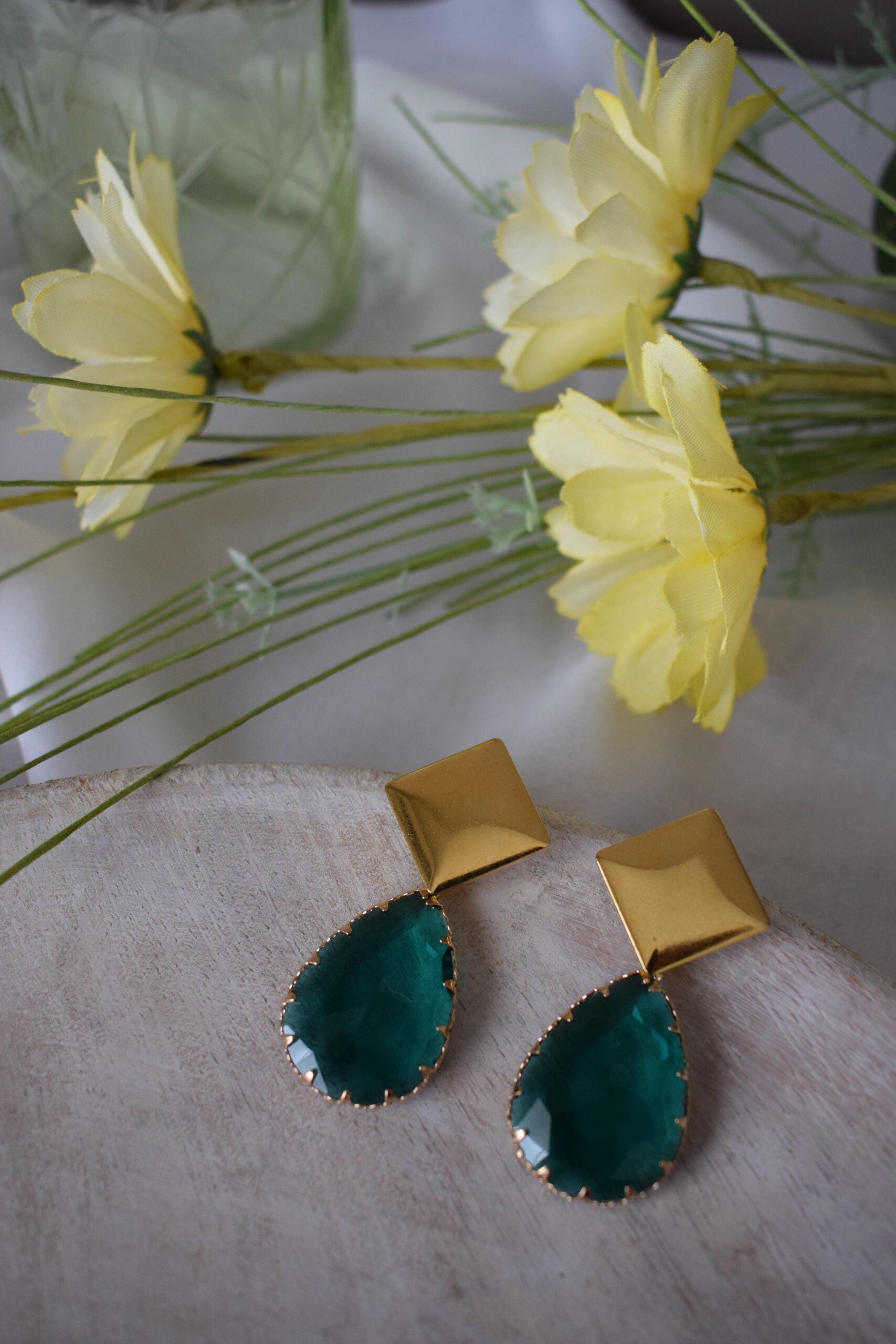 Statement Earrings Blauw groen Crystal Glass ~ FO 019 - Afbeelding 5