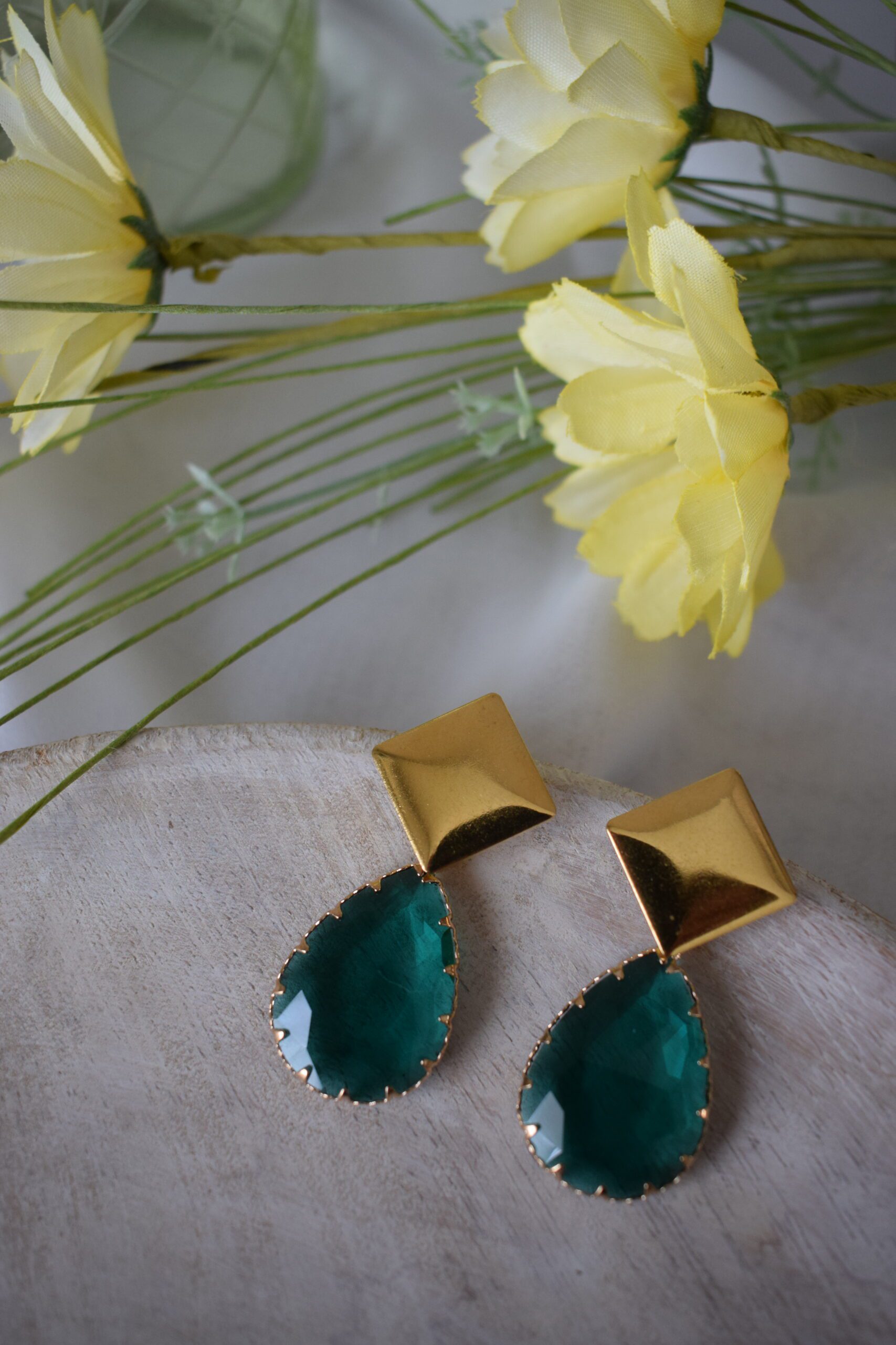 Statement Earrings Blauw groen Crystal Glass ~ FO 019 - Afbeelding 6