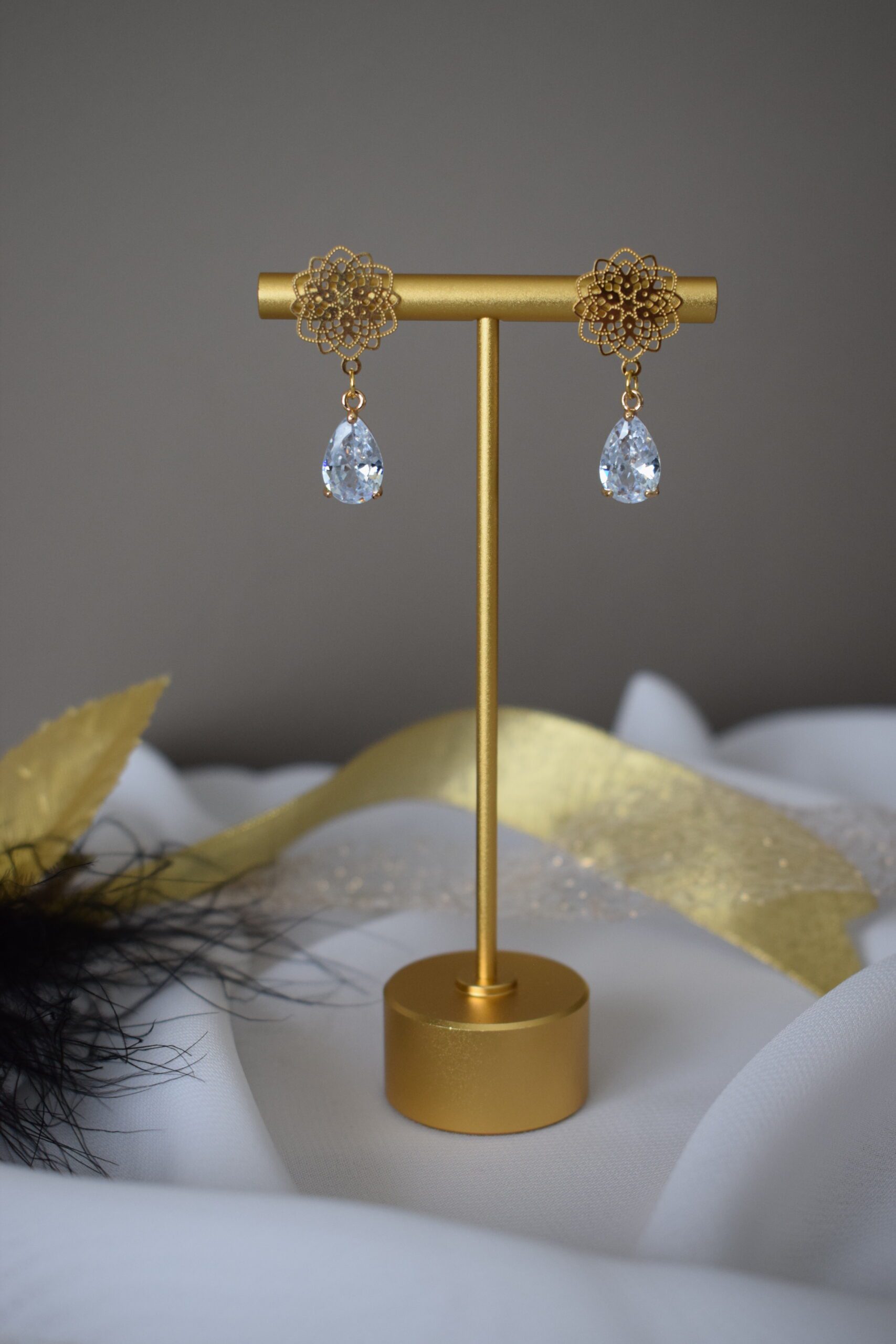 Oorhangers Mandala Clear Crystal Glass ~ FO 023