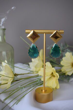Statement Earrings Blauw groen Crystal Glass ~ FO 019
