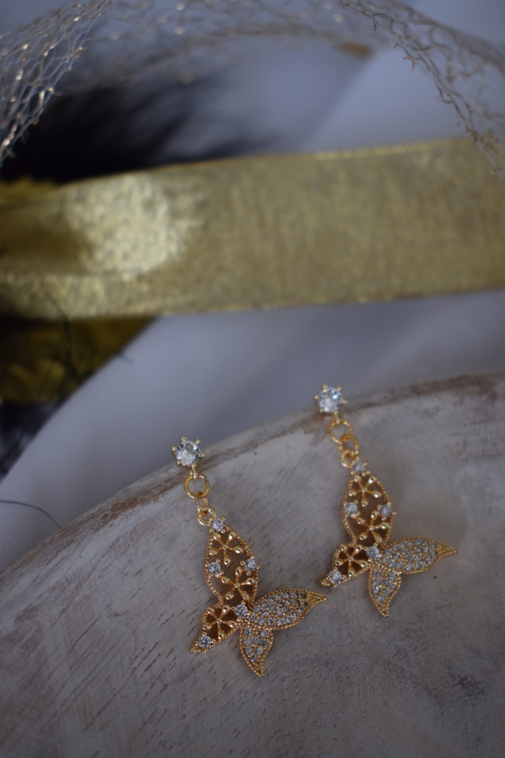 Luxe oorhangers Vlinder met zirkonia ~ FO 024 - Afbeelding 5