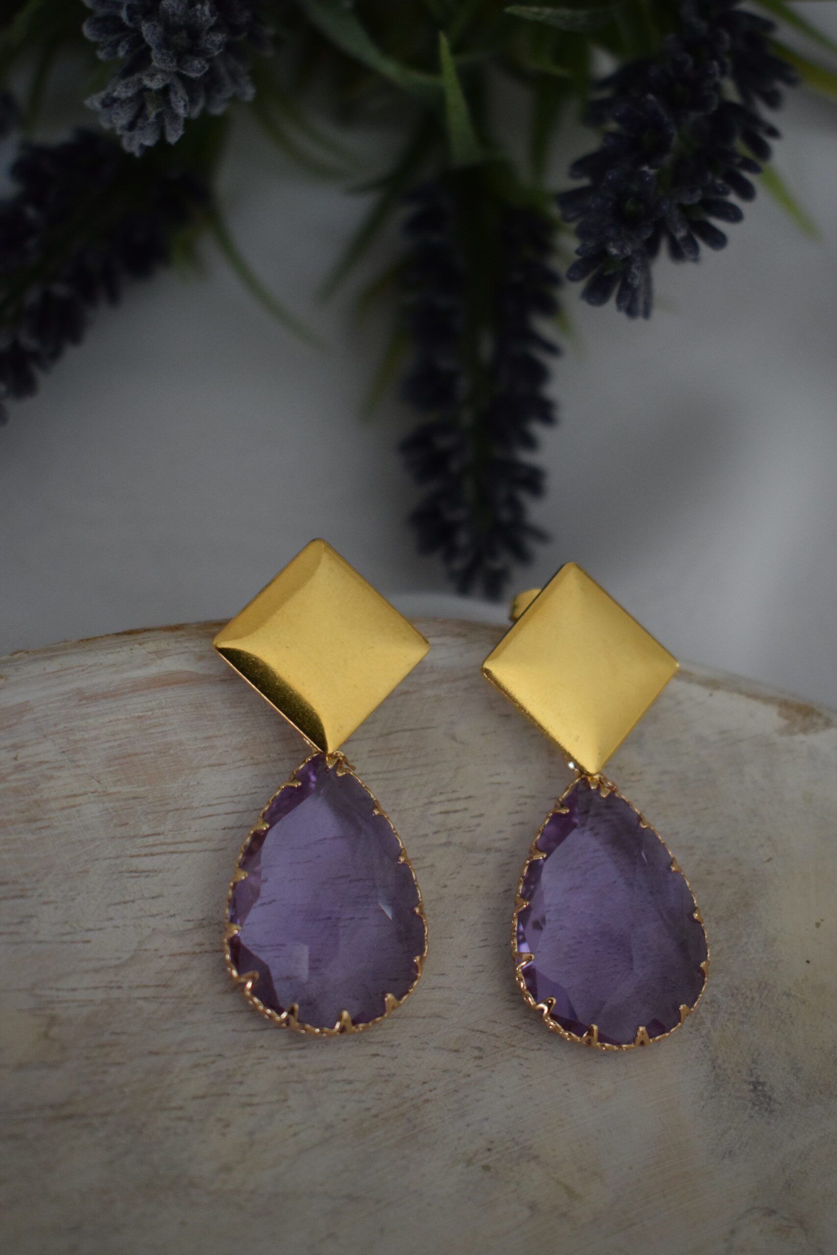 Statement Earrings Lila Crystal Glass ~ FO 020 - Afbeelding 6