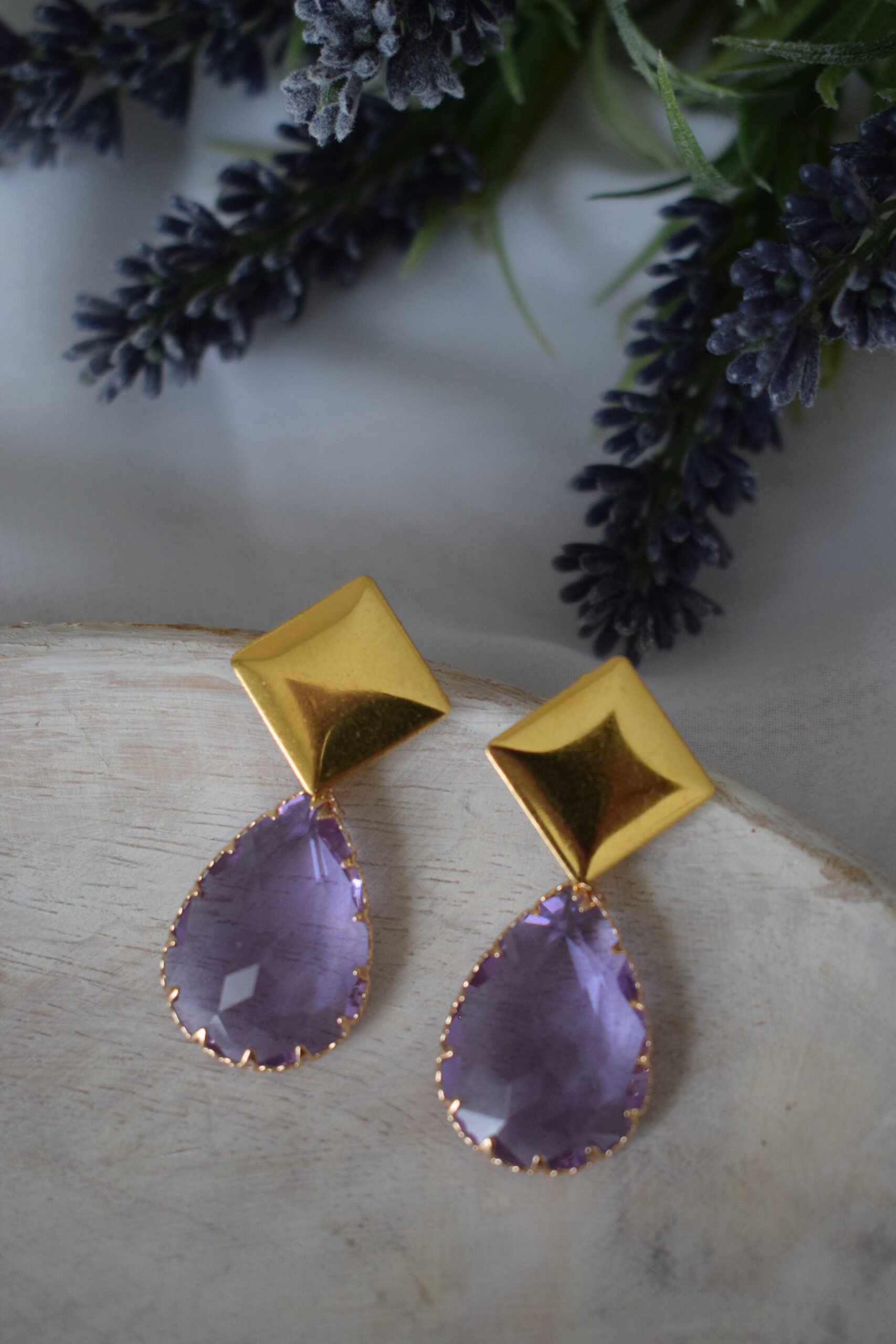 Statement Earrings Lila Crystal Glass ~ FO 020 - Afbeelding 5
