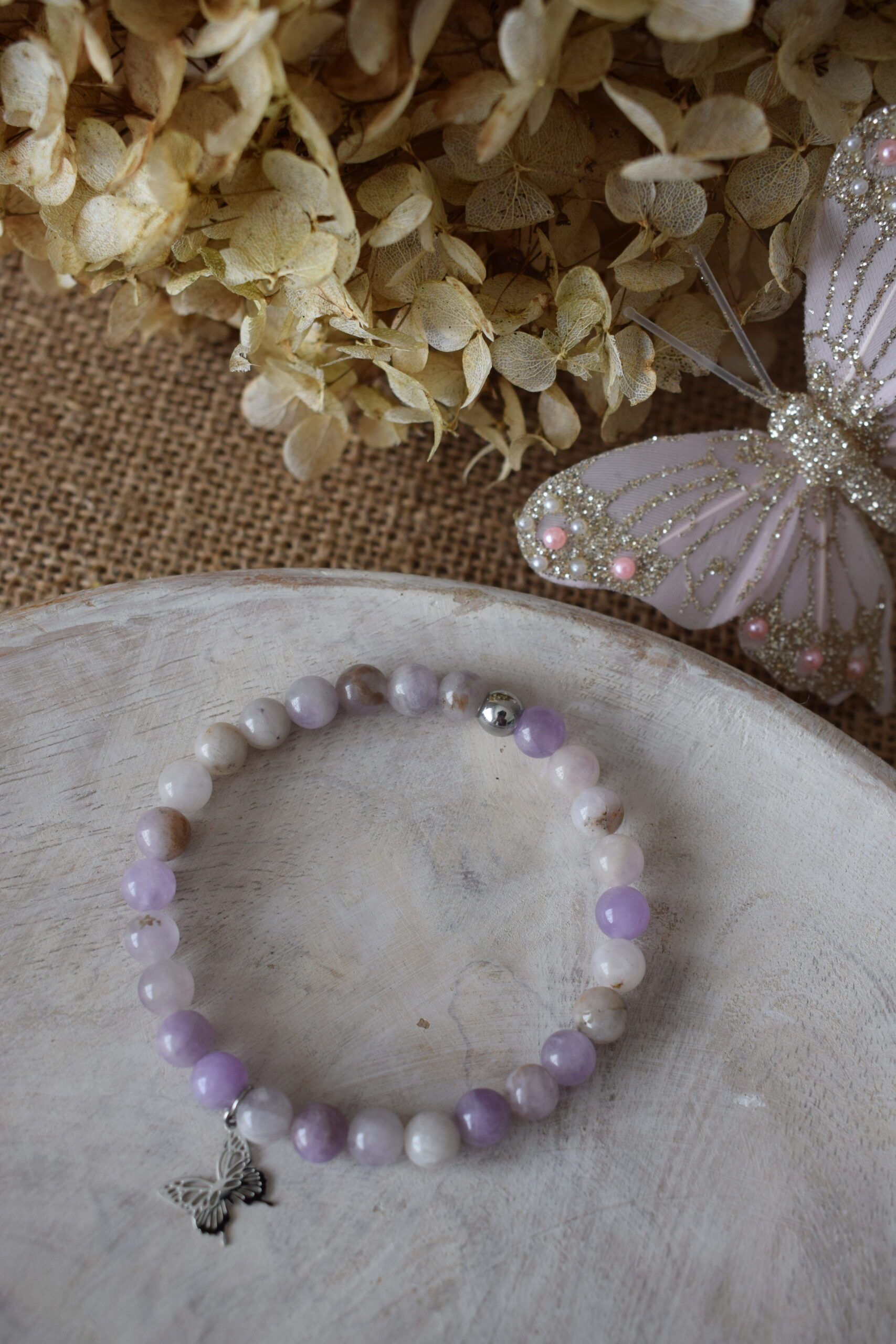 Kralenarmband Lavendel Jade 6mm ~ VL 007