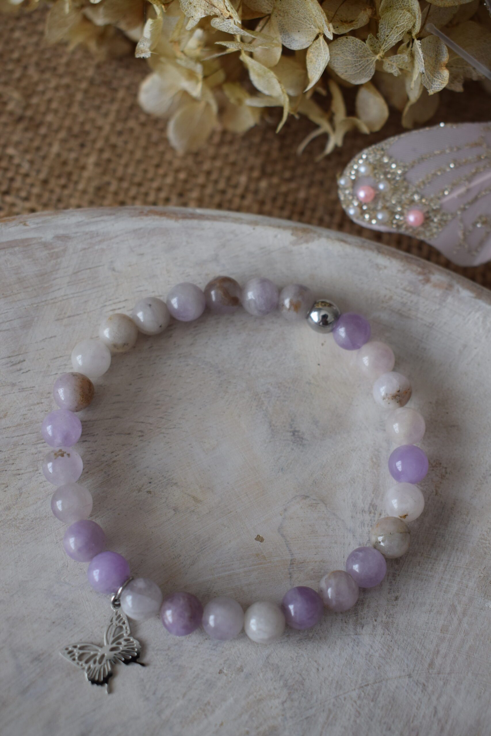 Kralenarmband Lavendel Jade 6mm ~ VL 007 - Afbeelding 2