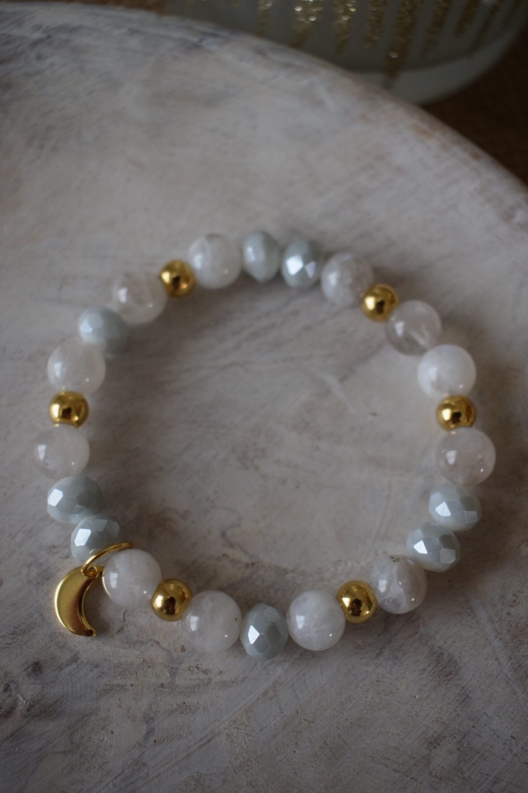 Kralenarmband chique Maansteen 8mm ~ MS 007 - Afbeelding 2
