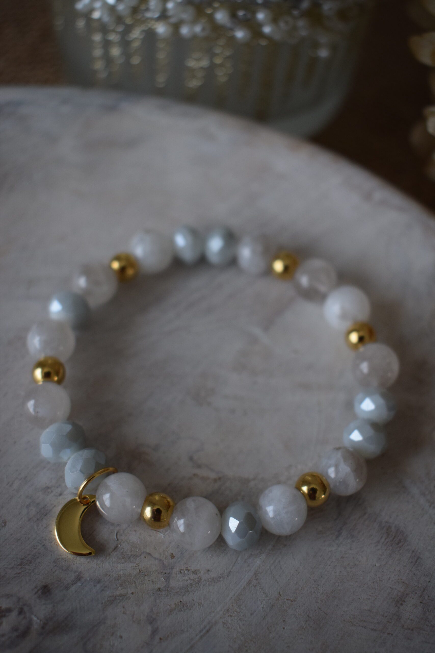 Kralenarmband chique Maansteen 8mm ~ MS 007 - Afbeelding 4