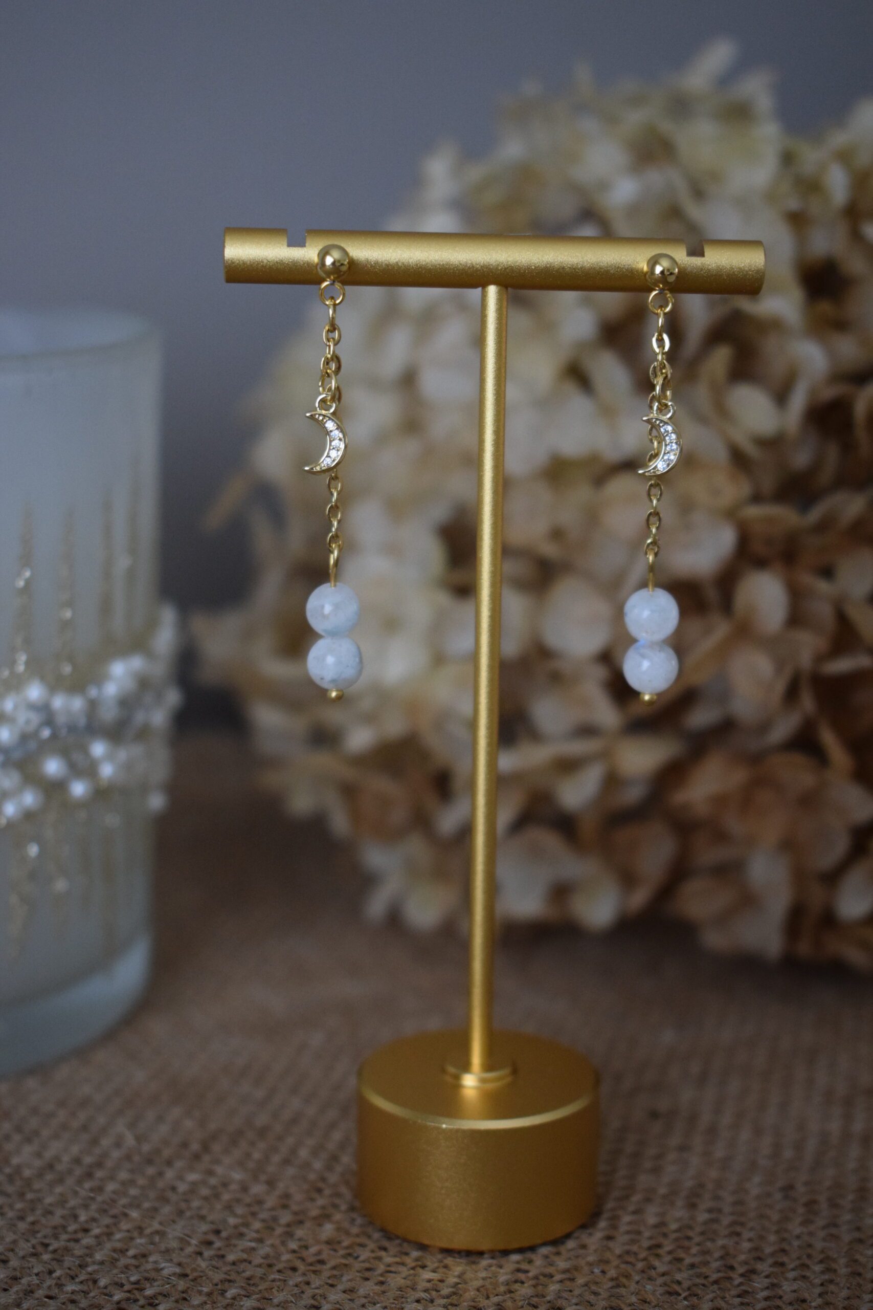 Luxe oorhangers met Maansteen ~ MS 001