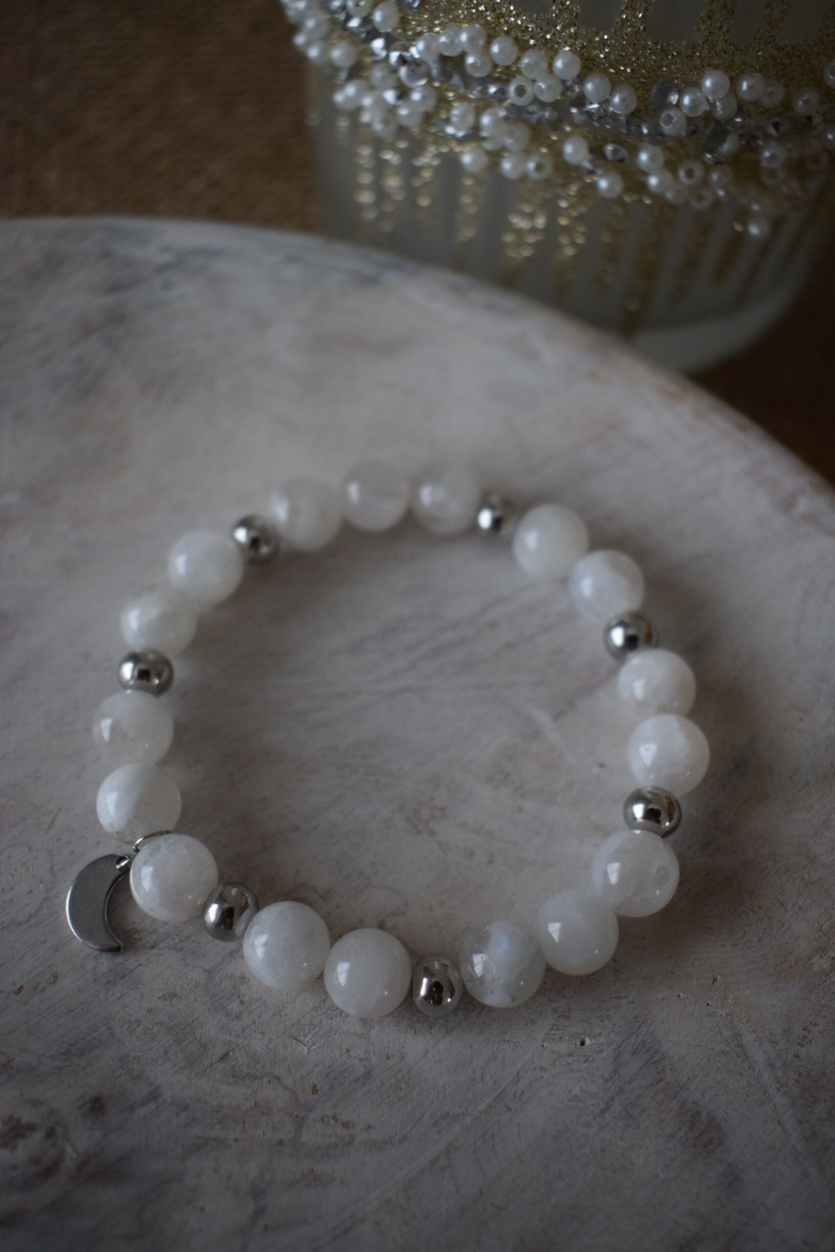 Kralenarmband Maansteen 8mm ~ MS 008 - Afbeelding 2