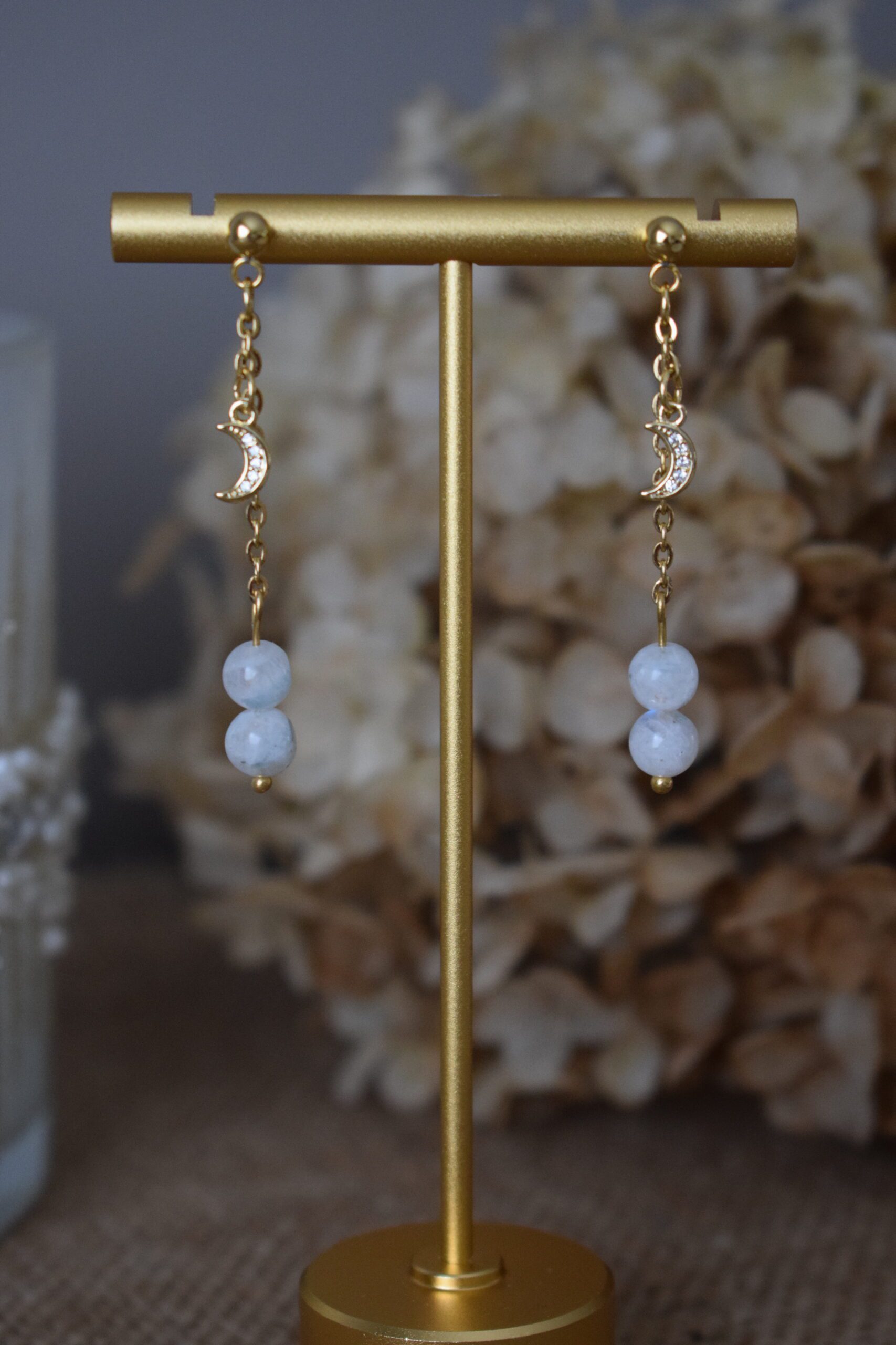 Luxe oorhangers met Maansteen ~ MS 001 - Afbeelding 2