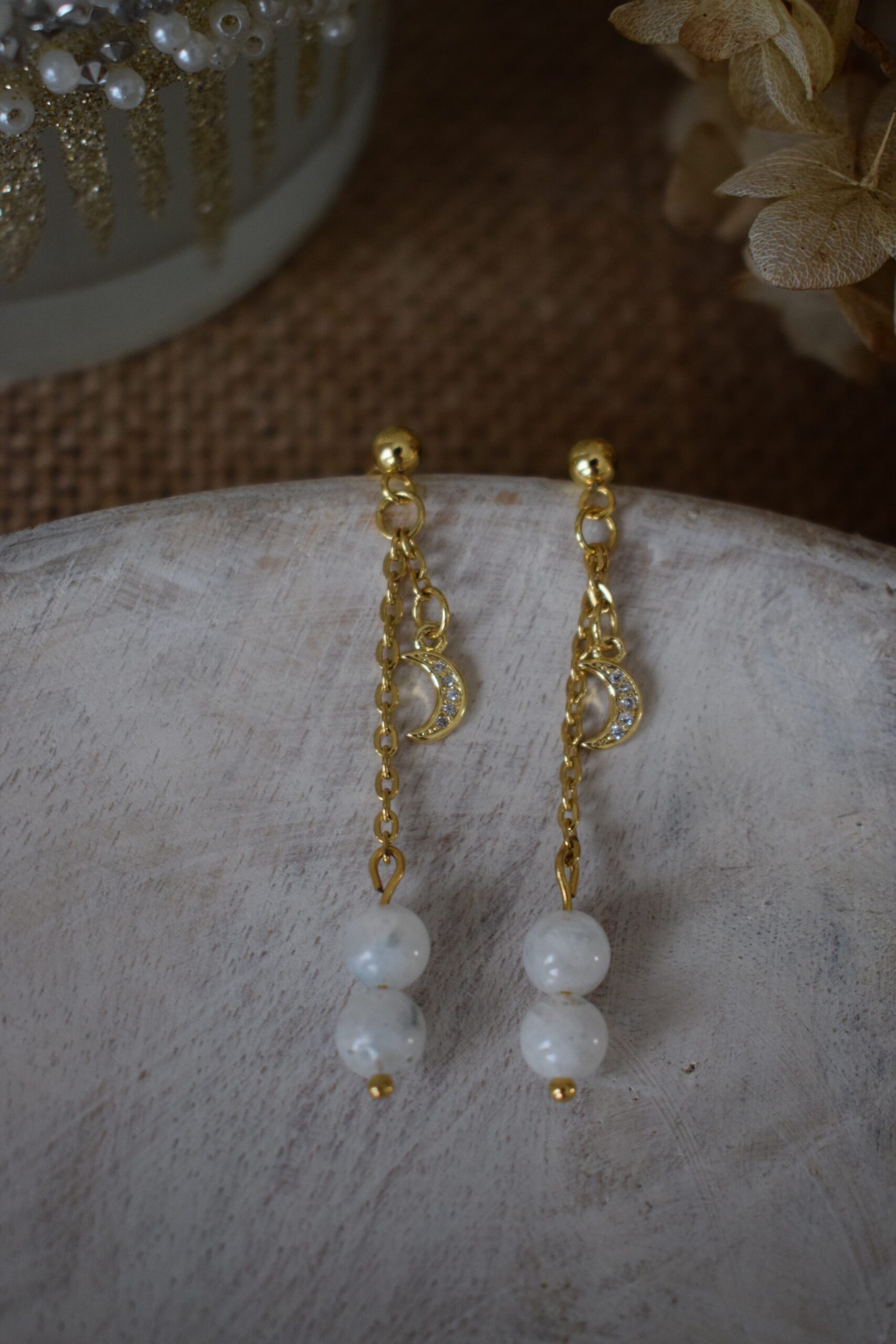 Luxe oorhangers met Maansteen ~ MS 001 - Afbeelding 3