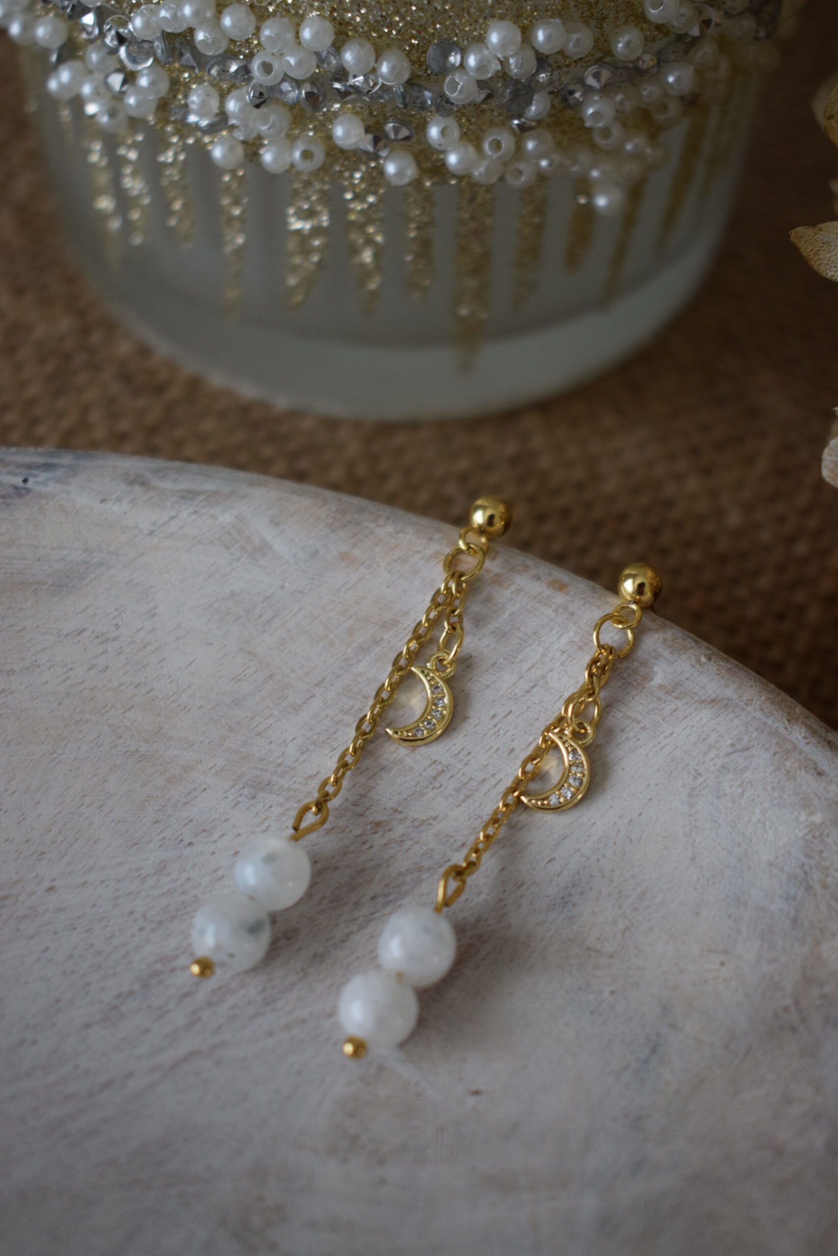 Luxe oorhangers met Maansteen ~ MS 001 - Afbeelding 4