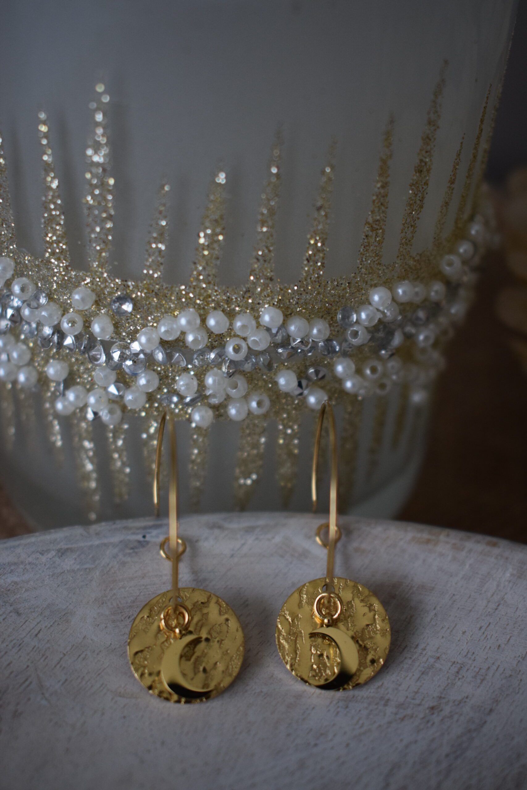 Stainless steel earhoops met Maan ~ MA 001 - Afbeelding 3