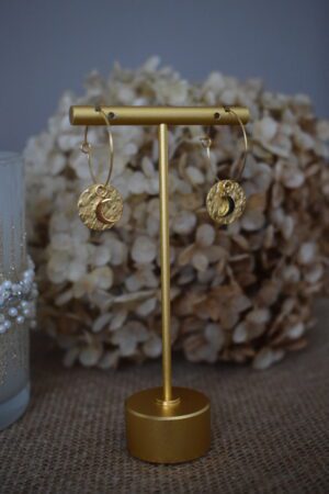 Stainless steel earhoops met Maan ~ MA 001