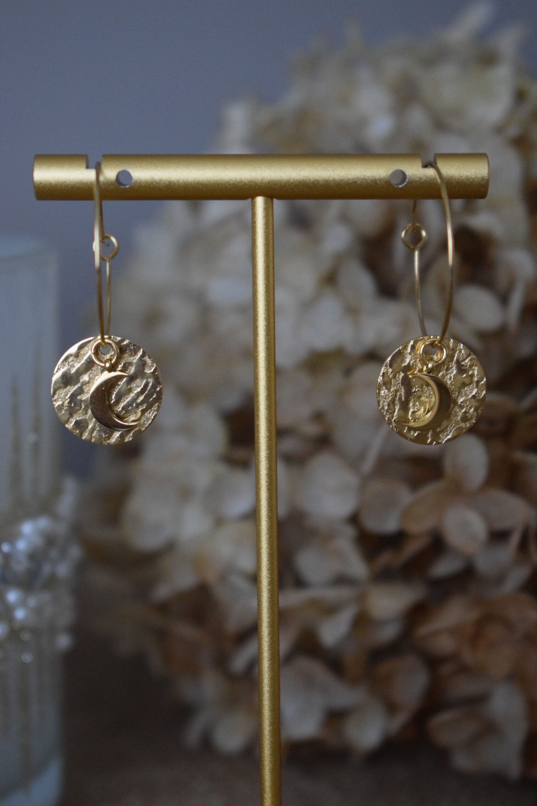 Stainless steel earhoops met Maan ~ MA 001 - Afbeelding 2