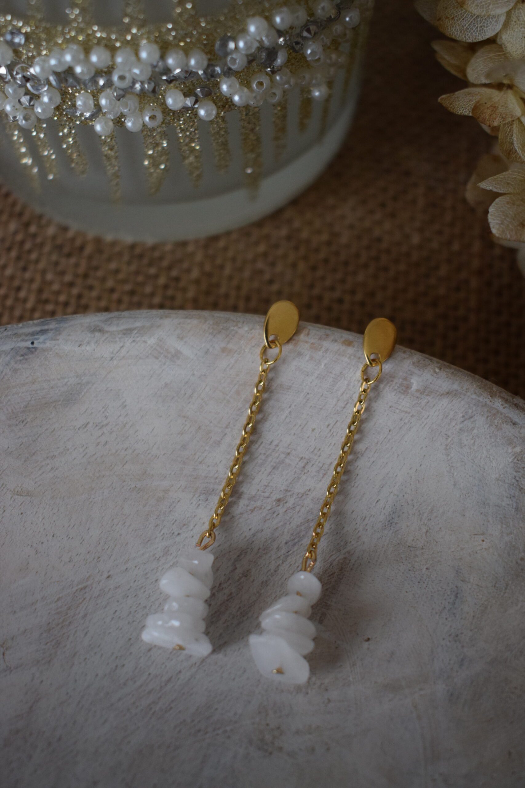 Oorhangers edelsteenchips Maansteen ~ MS 002 - Afbeelding 4