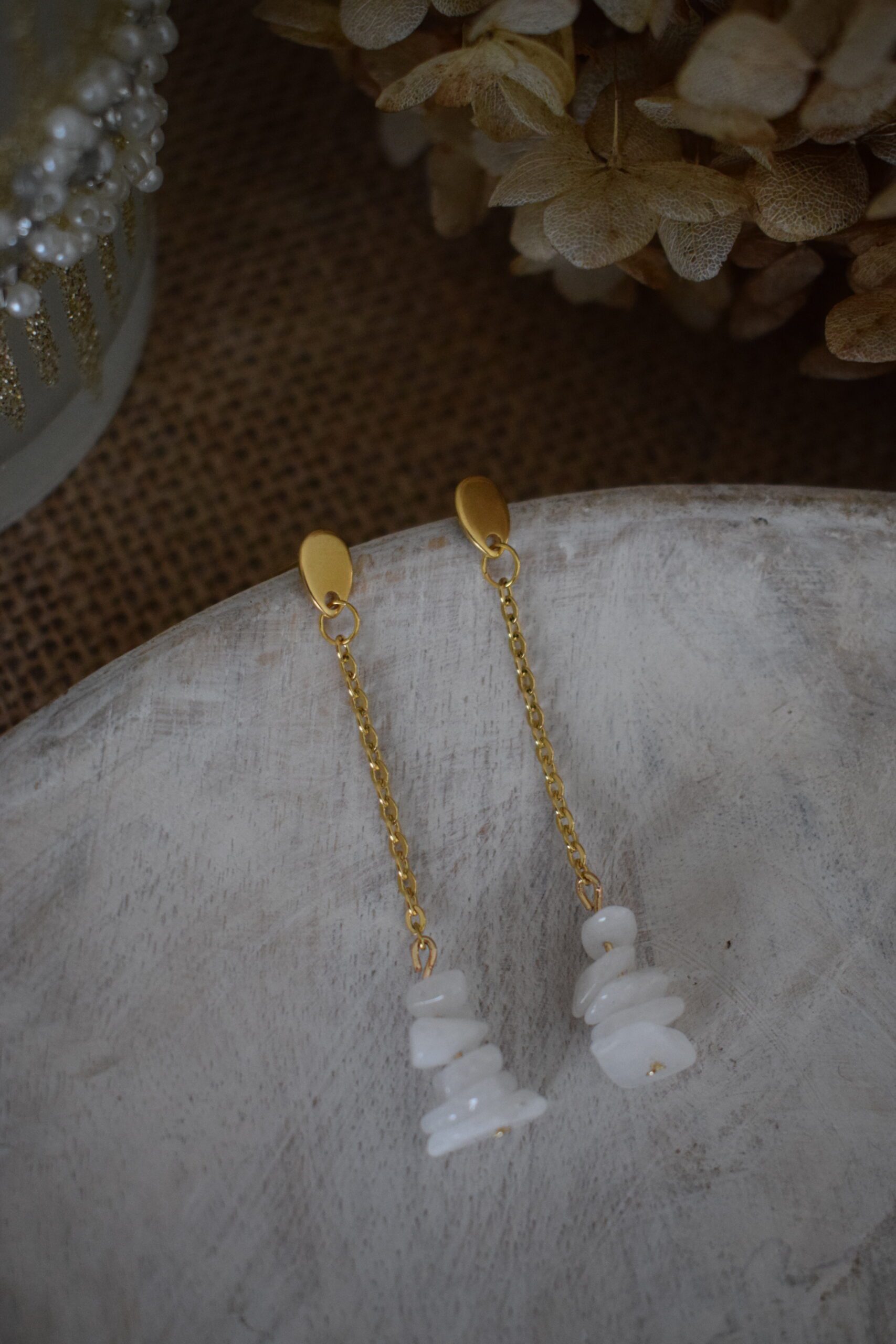 Oorhangers edelsteenchips Maansteen ~ MS 002 - Afbeelding 5