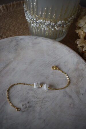 Armband stainless steel met Maansteenchips ~ MS 005