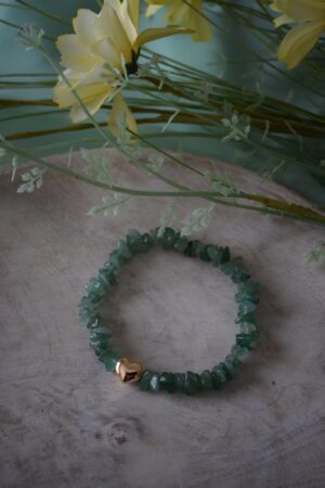 Armband edelsteenchips Groene Aventurijn met kraal ~ GA 003