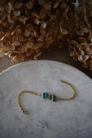 Armband stainless steel met Turkooischips ~ TUR 002