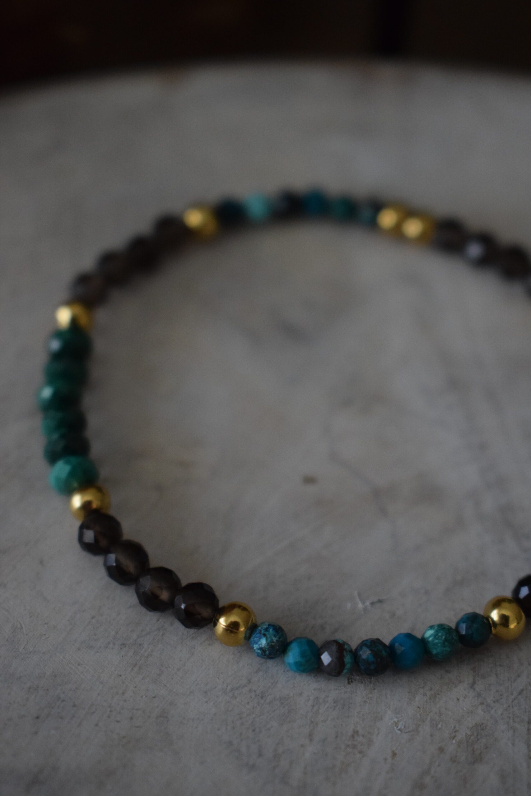 Kralenarmbandje Chrysocolla, Malachiet en Rookkwarts ~ CHR 002 - Afbeelding 5
