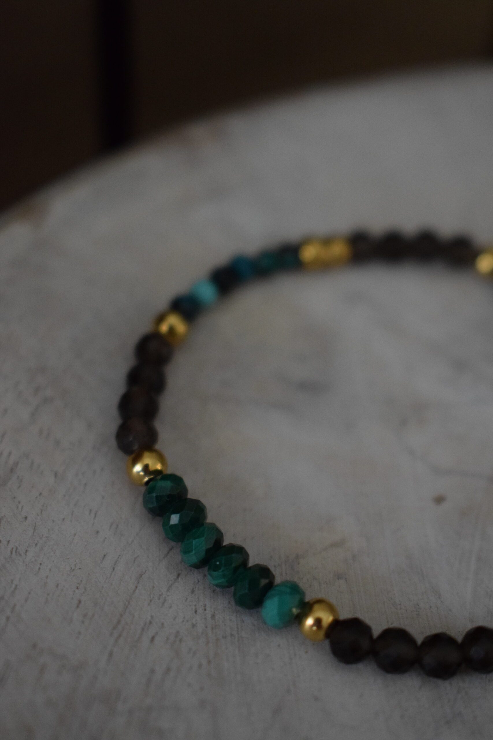 Kralenarmbandje Chrysocolla, Malachiet en Rookkwarts ~ CHR 002 - Afbeelding 6