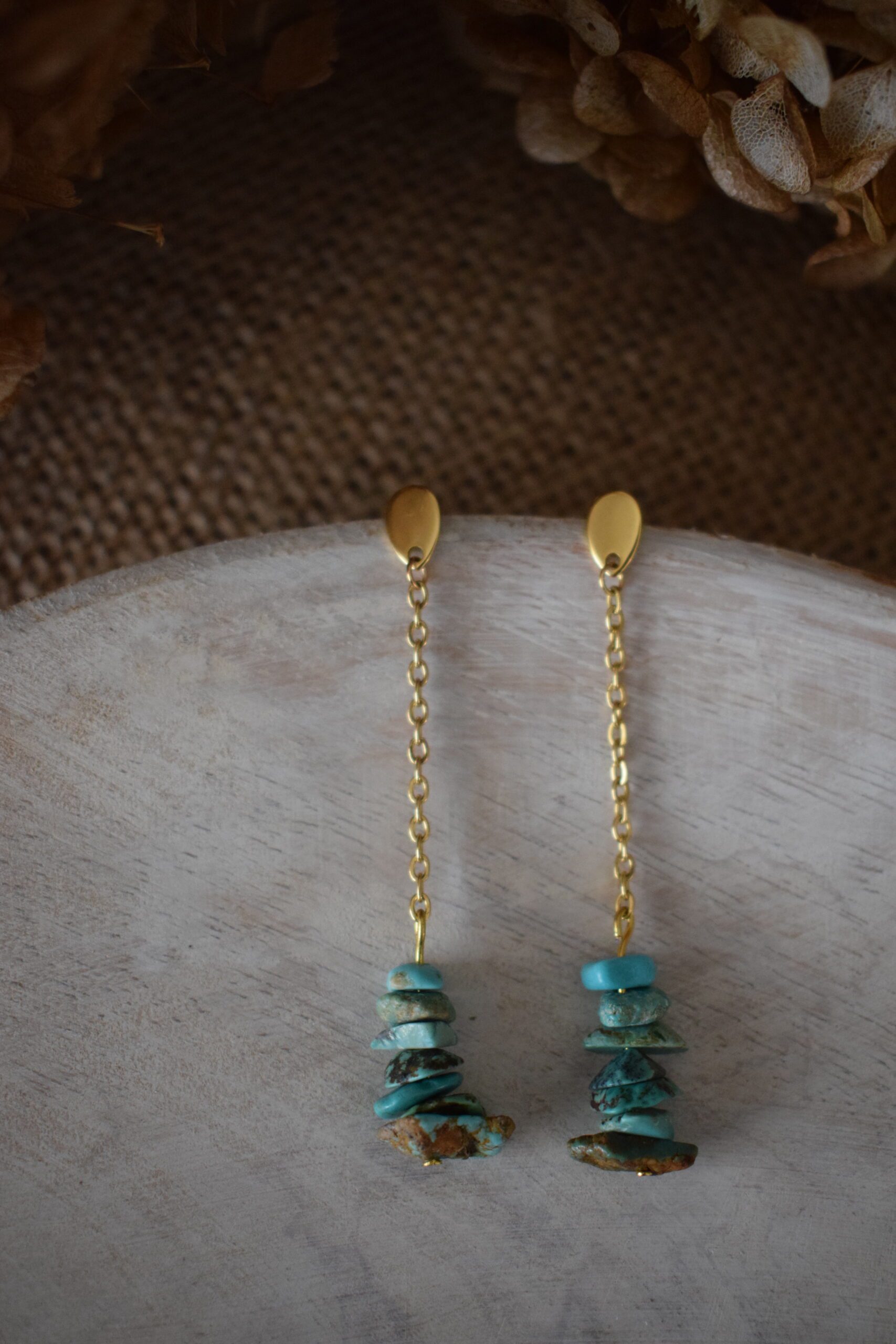 Oorhangers edelsteenchips Turkoois ~ TUR 004 - Afbeelding 3