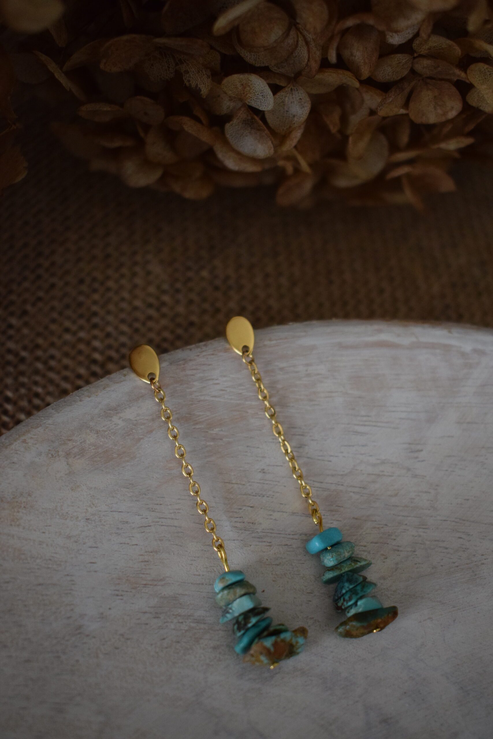 Oorhangers edelsteenchips Turkoois ~ TUR 004 - Afbeelding 4
