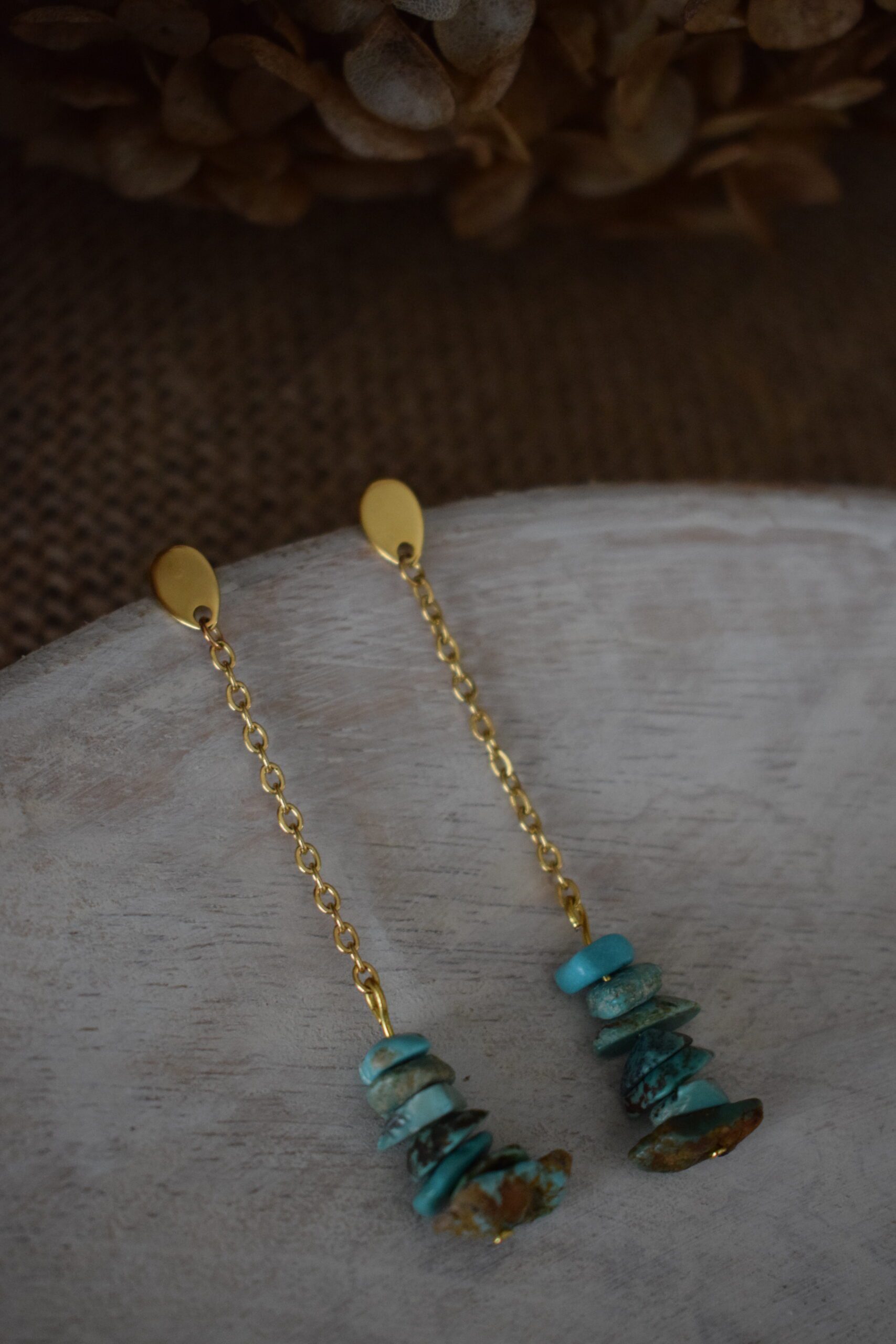 Oorhangers edelsteenchips Turkoois ~ TUR 004 - Afbeelding 5