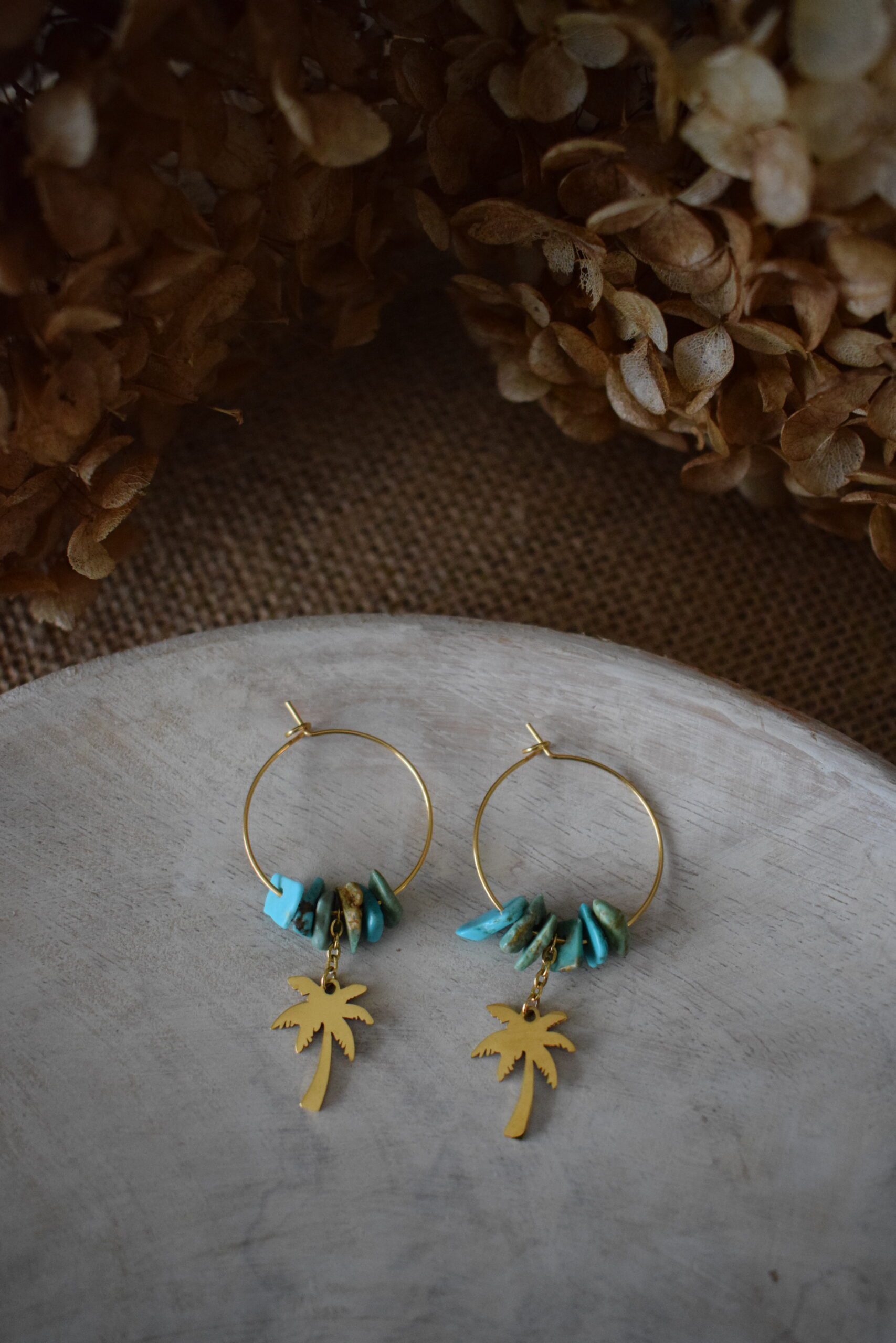 Stainless steel earhoops met Turkoois ~ TUR 003 - Afbeelding 3