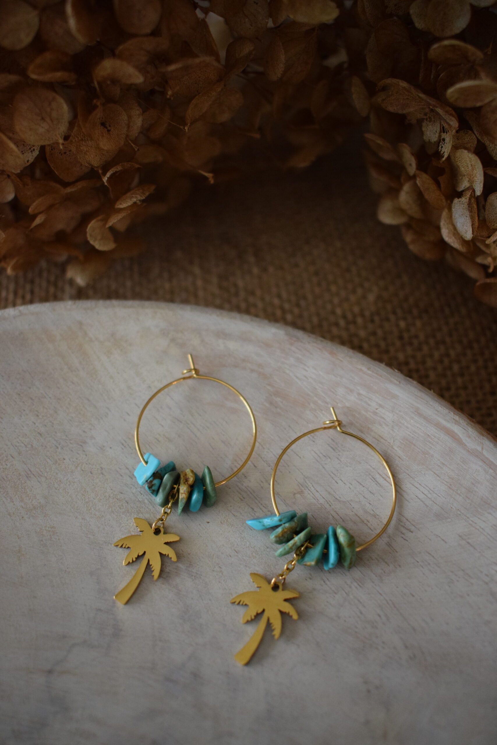 Stainless steel earhoops met Turkoois ~ TUR 003 - Afbeelding 4