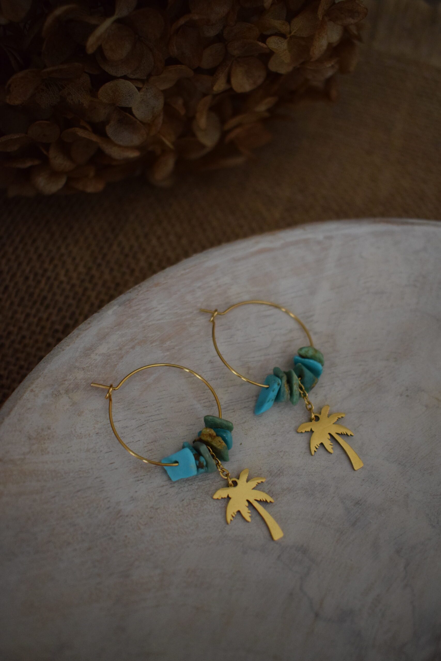 Stainless steel earhoops met Turkoois ~ TUR 003 - Afbeelding 5