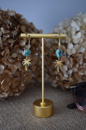 Stainless steel earhoops met Turkoois ~ TUR 003