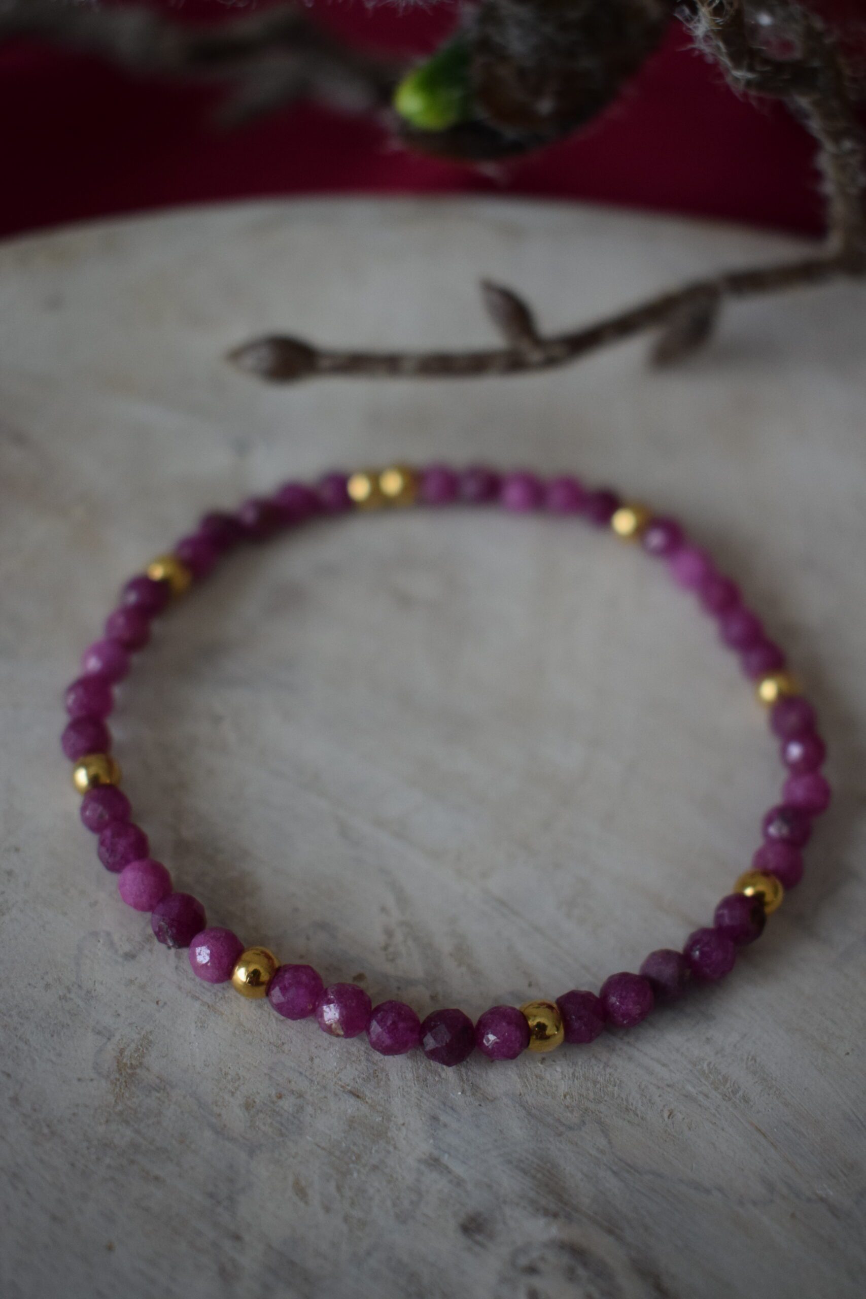 Kralenarmbandje Robijn 4mm kralen ~ ROB 001 - Afbeelding 3
