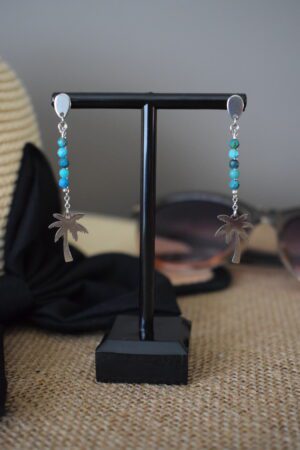 Oorhangers met palmboom en Chrysocolla ~ CHR 001