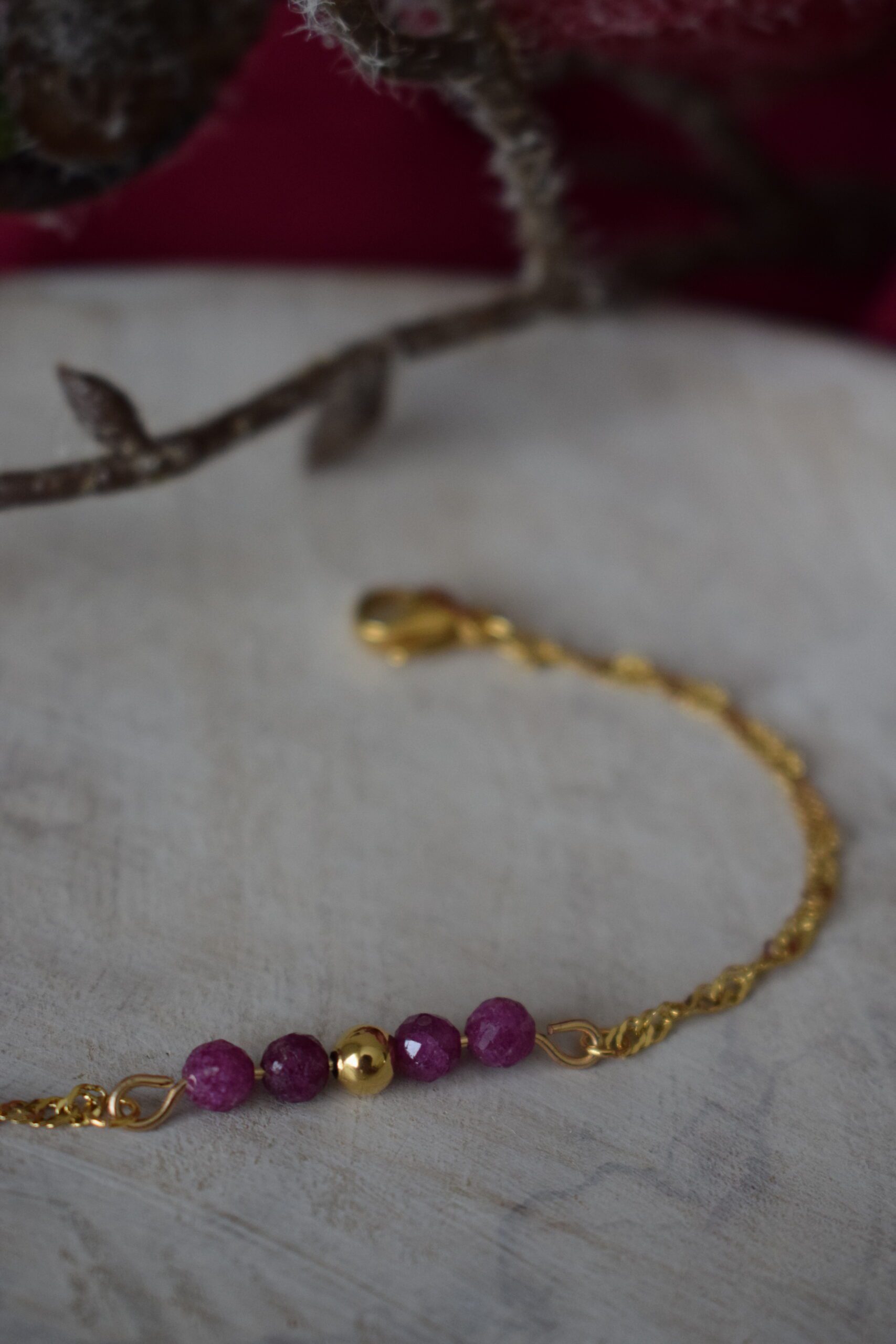 Armband stainless steel met Robijnkralen ~ ROB 003 - Afbeelding 4