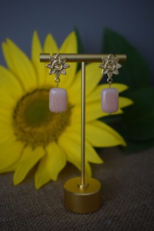 Fleurige oorhangers Roze Aventurijn ~ RA 002