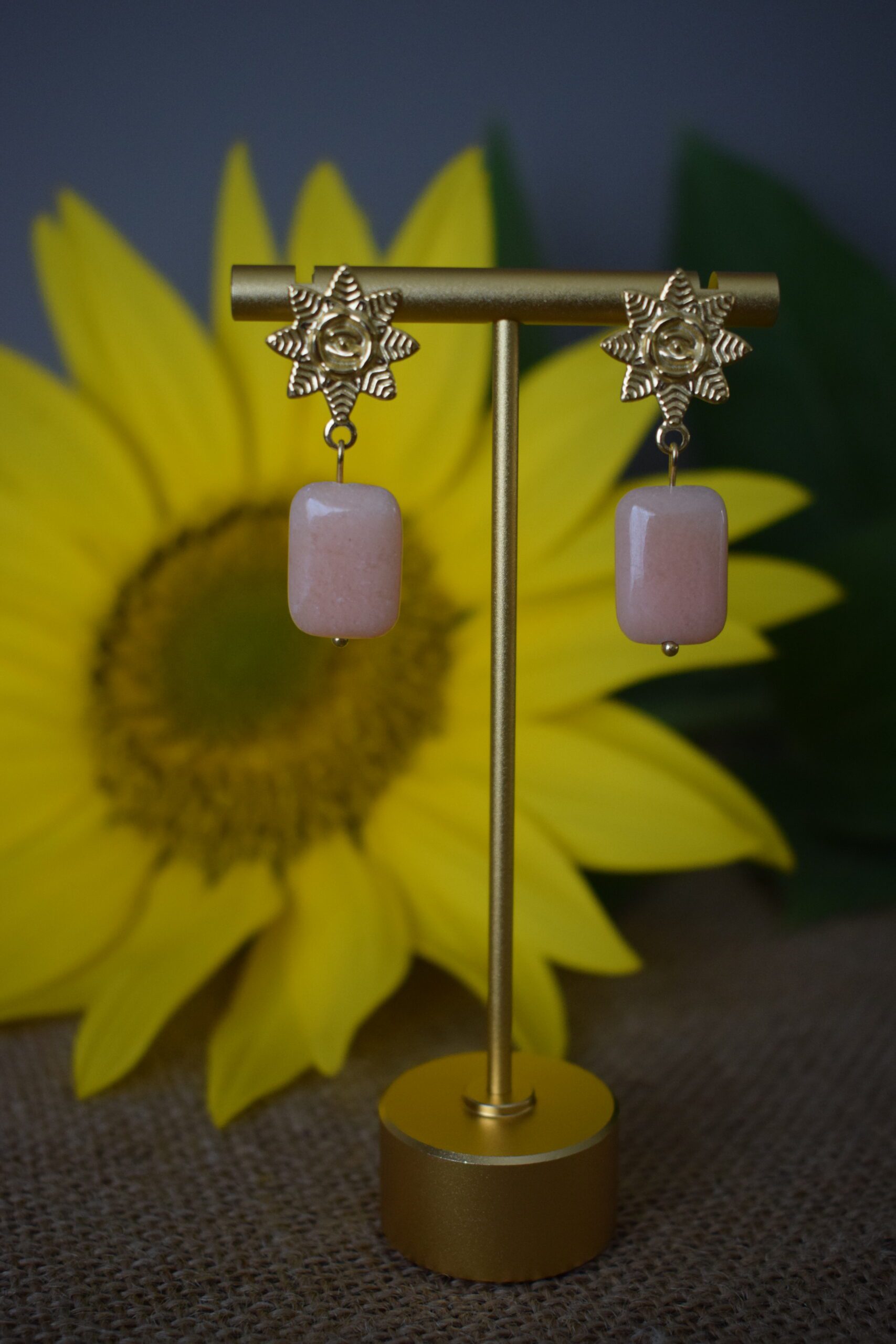Fleurige oorhangers Roze Aventurijn ~ RA 002 - Afbeelding 2